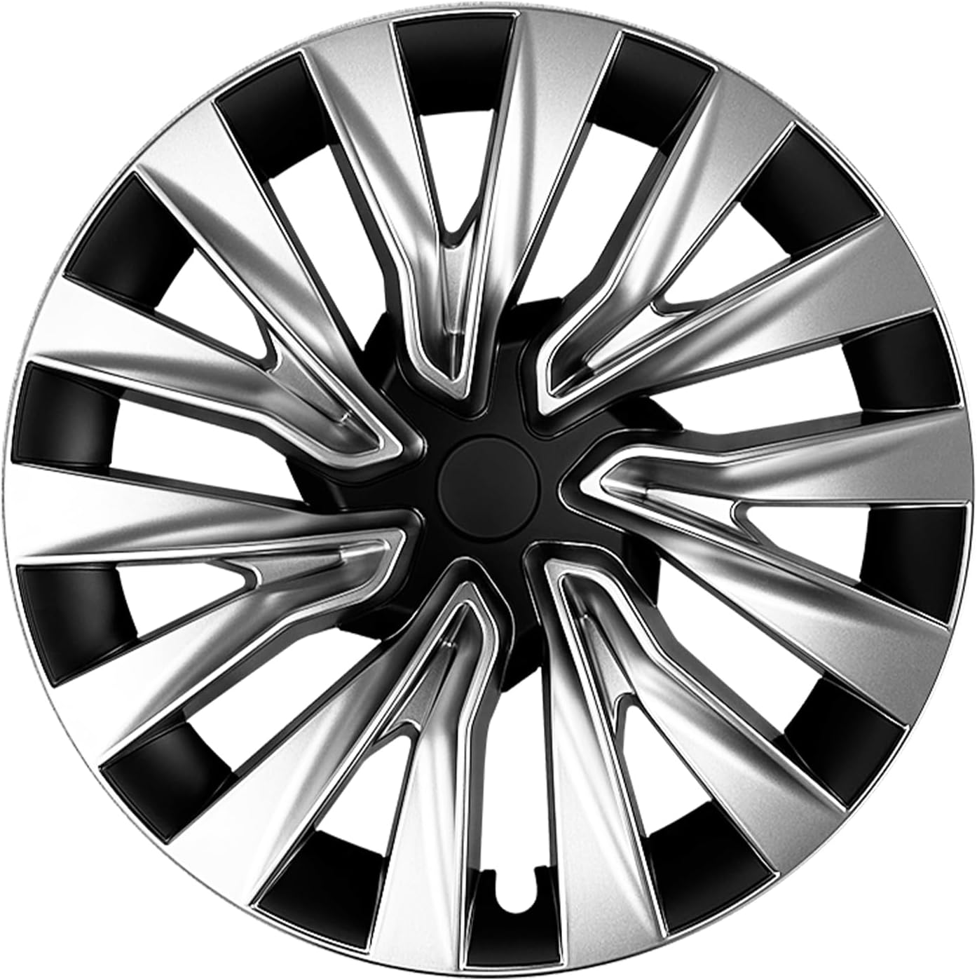 for Tesla Model 3 Highland(2023-2025) Wheel Cover, for Tesla 18 inch Wheel Cover, 4PCS Hubcaps Rim Full Cover Hubcaps Accessories Decoration Replacement (New Silver Black Turbine, 18 inch)