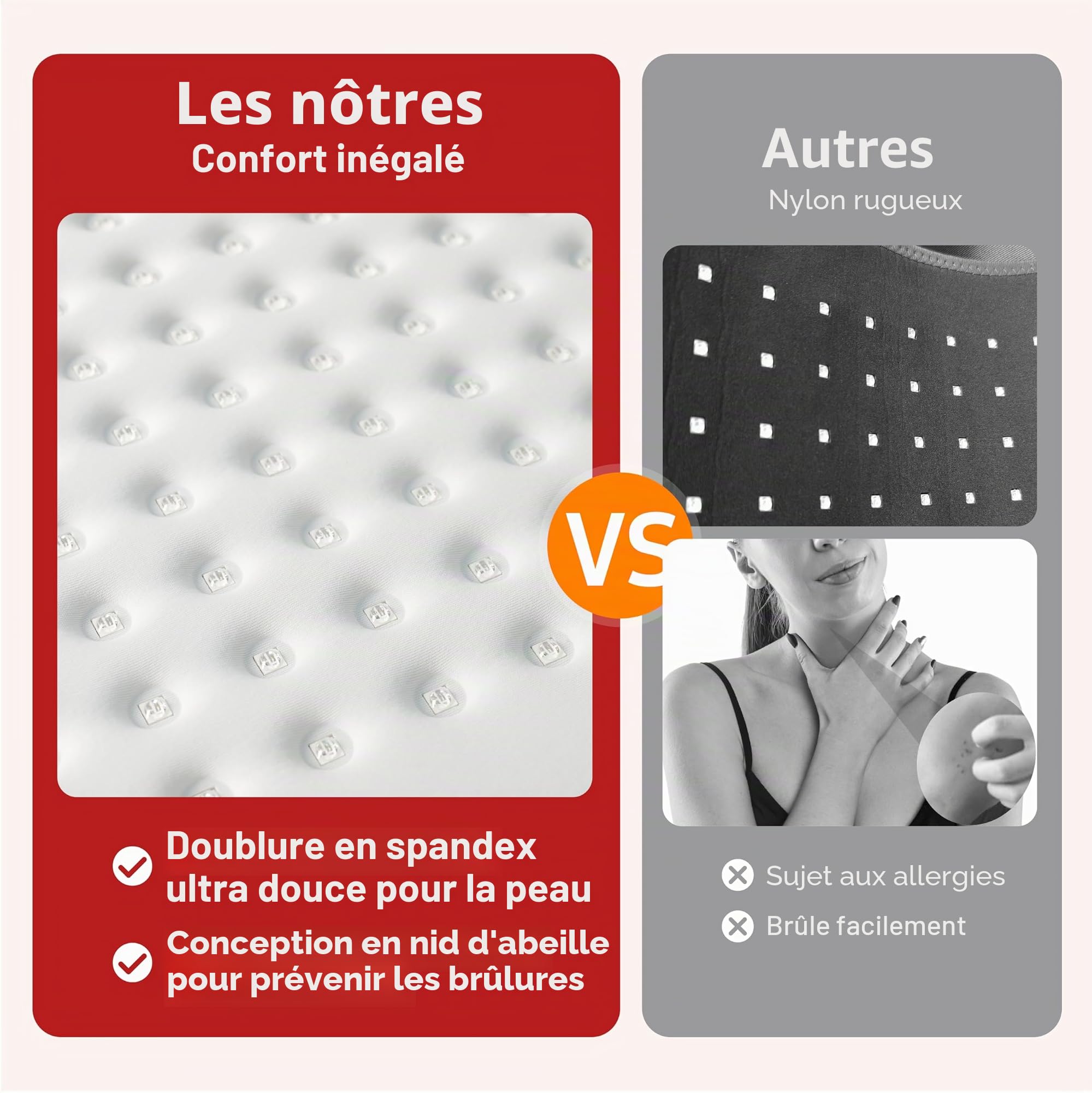 Thérapie par Lumière Rouge pour le Cou avec 147 LED 660nm & 850nm, Télécommande Rechargeable, 3 Modes, Minuterie, Appareil Infrarouge Portable pour Douleurs Cervicales
