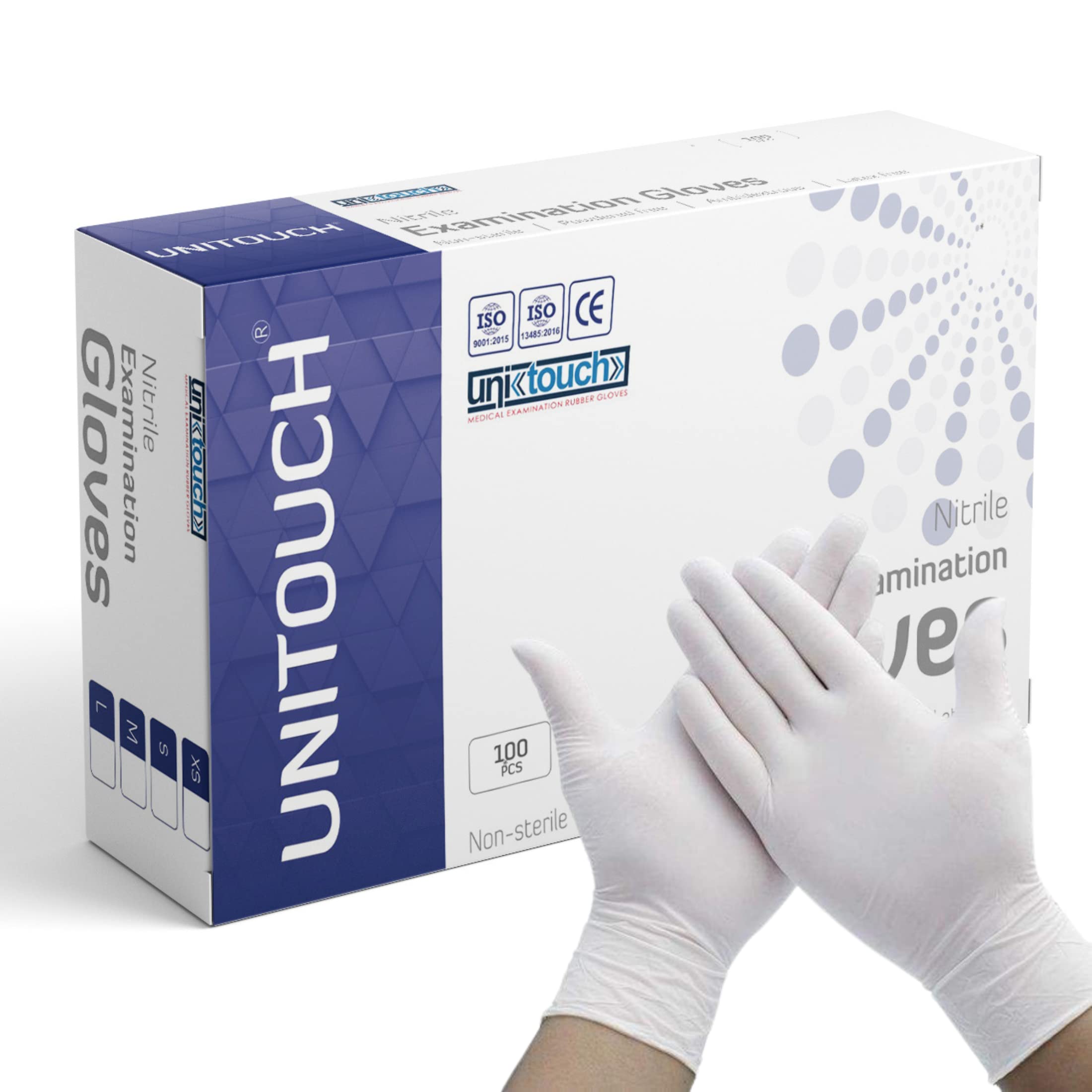Unitouch Nitrile Powdered Free Examination Gloves Pack of 100 Pcs (Black) (Extra Small)