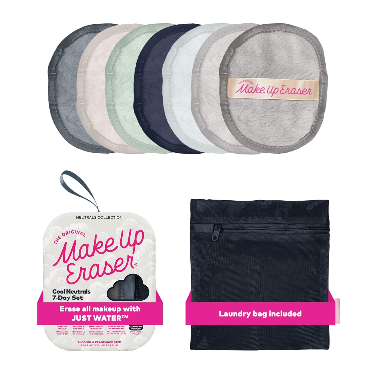 7-Day Set, Erase All Makeup with Just Water, Including Waterproof Mascara, Eyeliner, Foundation, Lipstick, Sunscreen, and More! 7ct