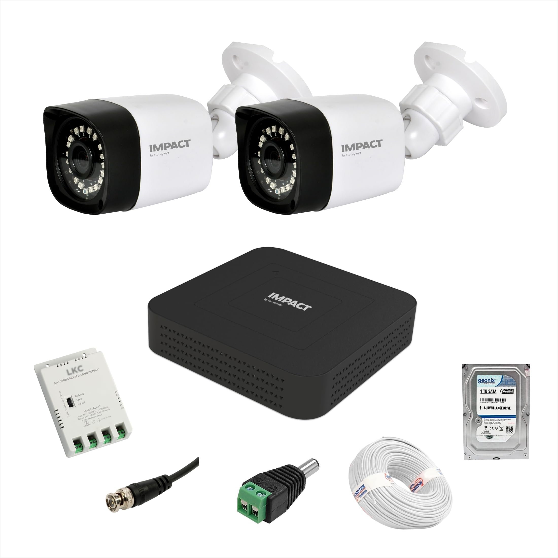 IMPACT BY HONEYWELL 2 MP Wired CCTV KIT with 4 Channel DVR I 2 Bullet Cameras I 1 TB Hard Disk & Accessories I Made in India I White (I-MKIT4CH-5_K)-image-41