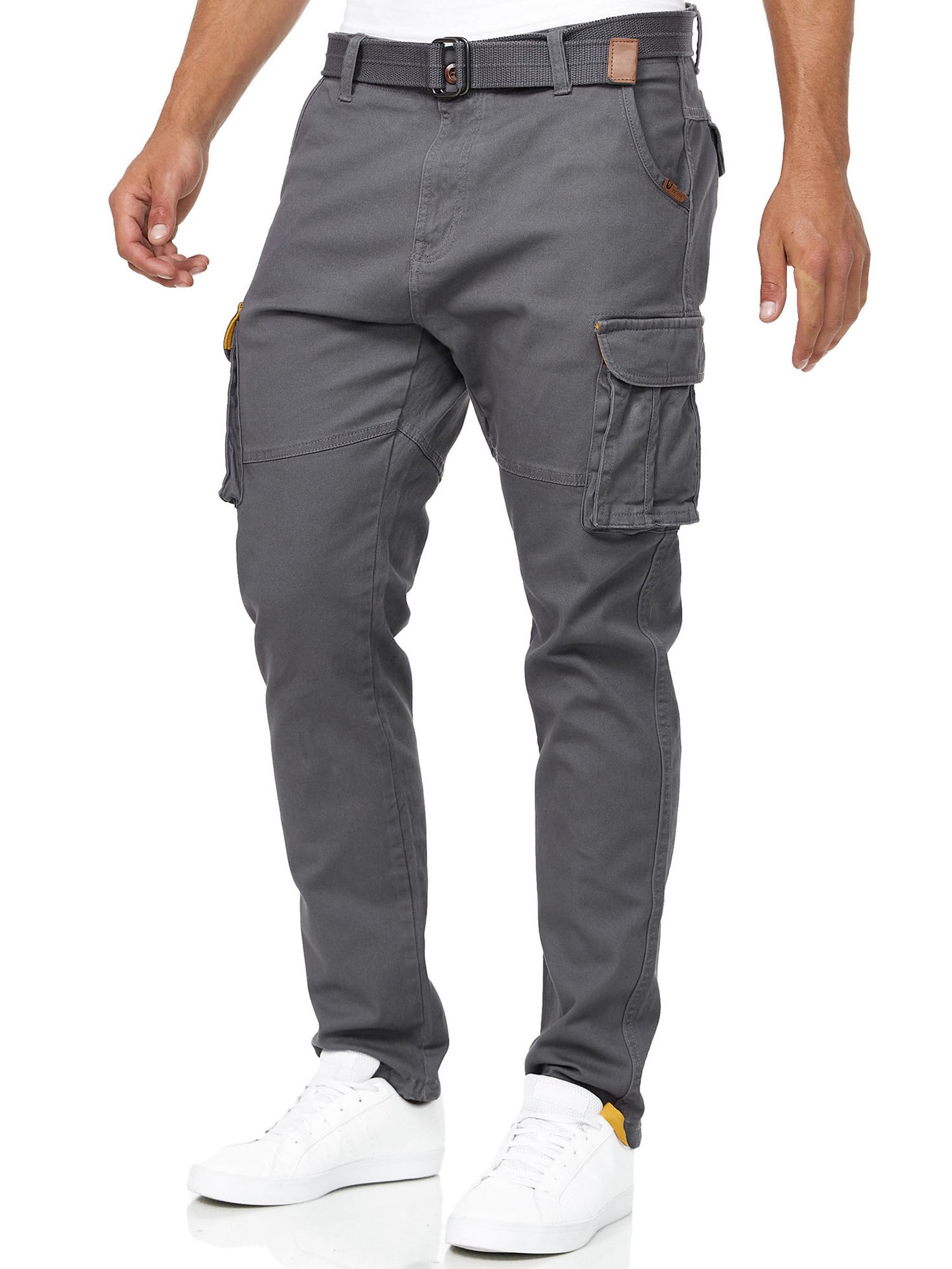 Indicode Hombres Mathen Pantalón Cargo confeccionado en 98% algodón con cinturón Incluido