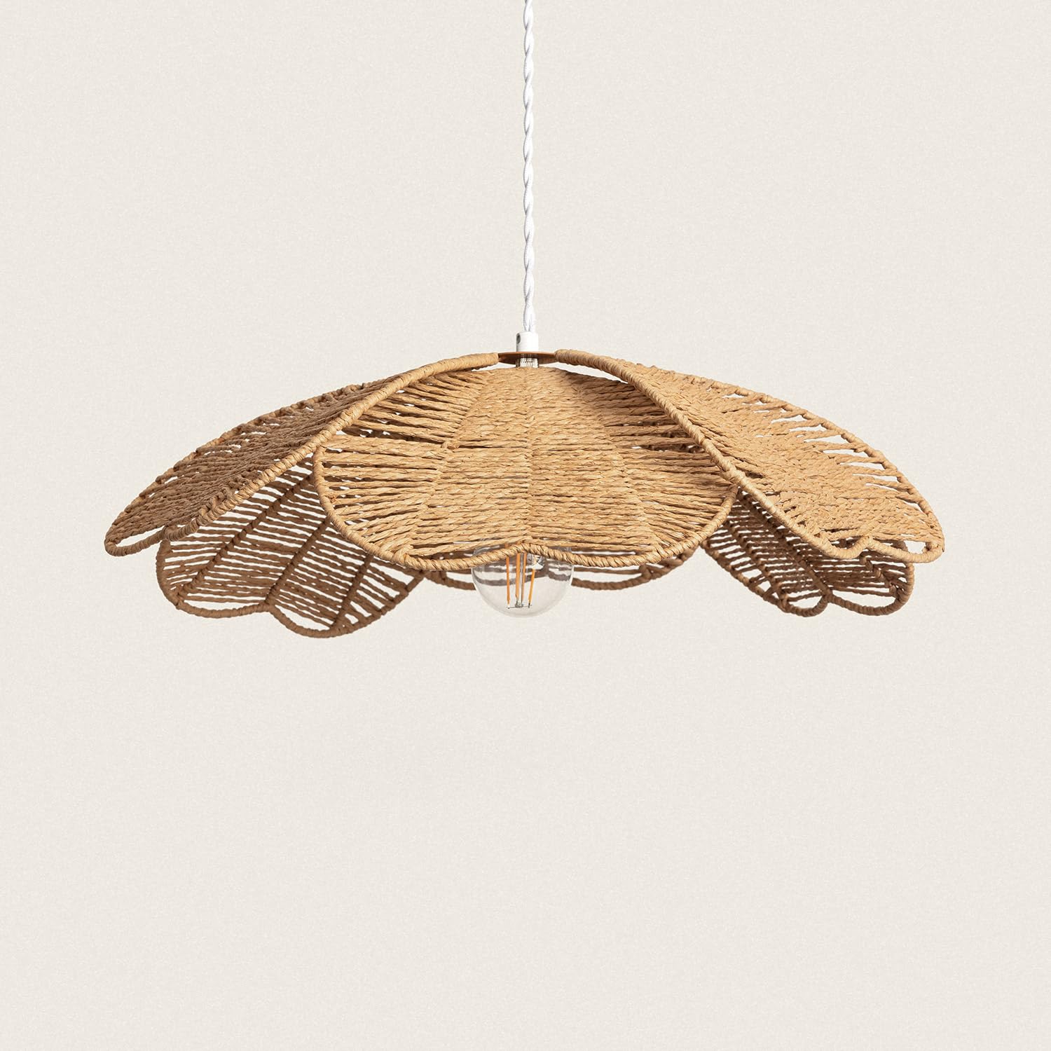 LEDKIA Lámpara Colgante Cuerda Giay Marrón | Diseño Floral Natural | Compatible con Bombilla E27 | Para Salones y Dormitorios | Dimensiones Compactas