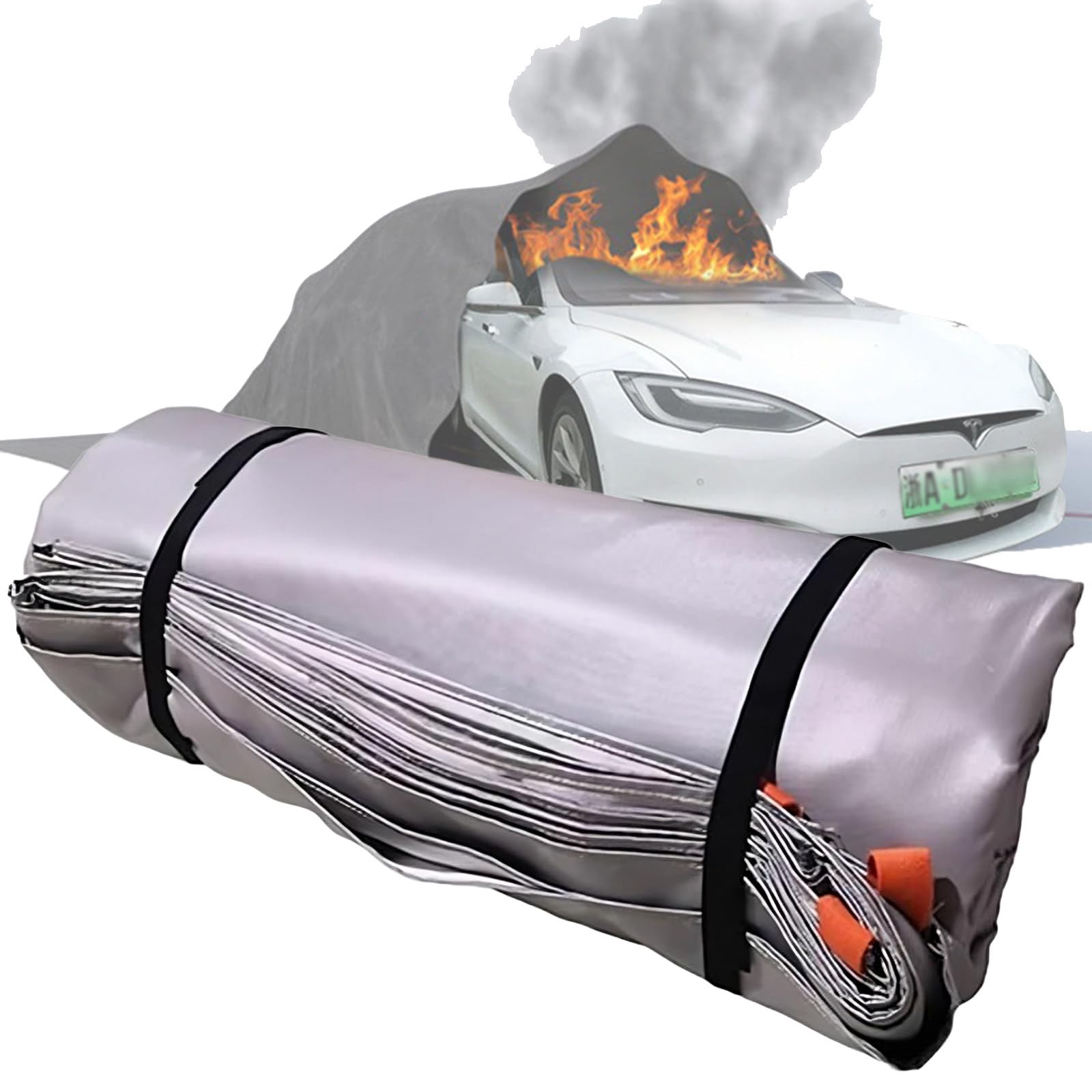 Manta ignífuga de Emergencia, Manta Extintora De Incendios para Conflagraciones, con Revestimiento de Silicona, para Coche, camión y vehículo eléctrico, Seguridad Siliconecloth-4 * 6
