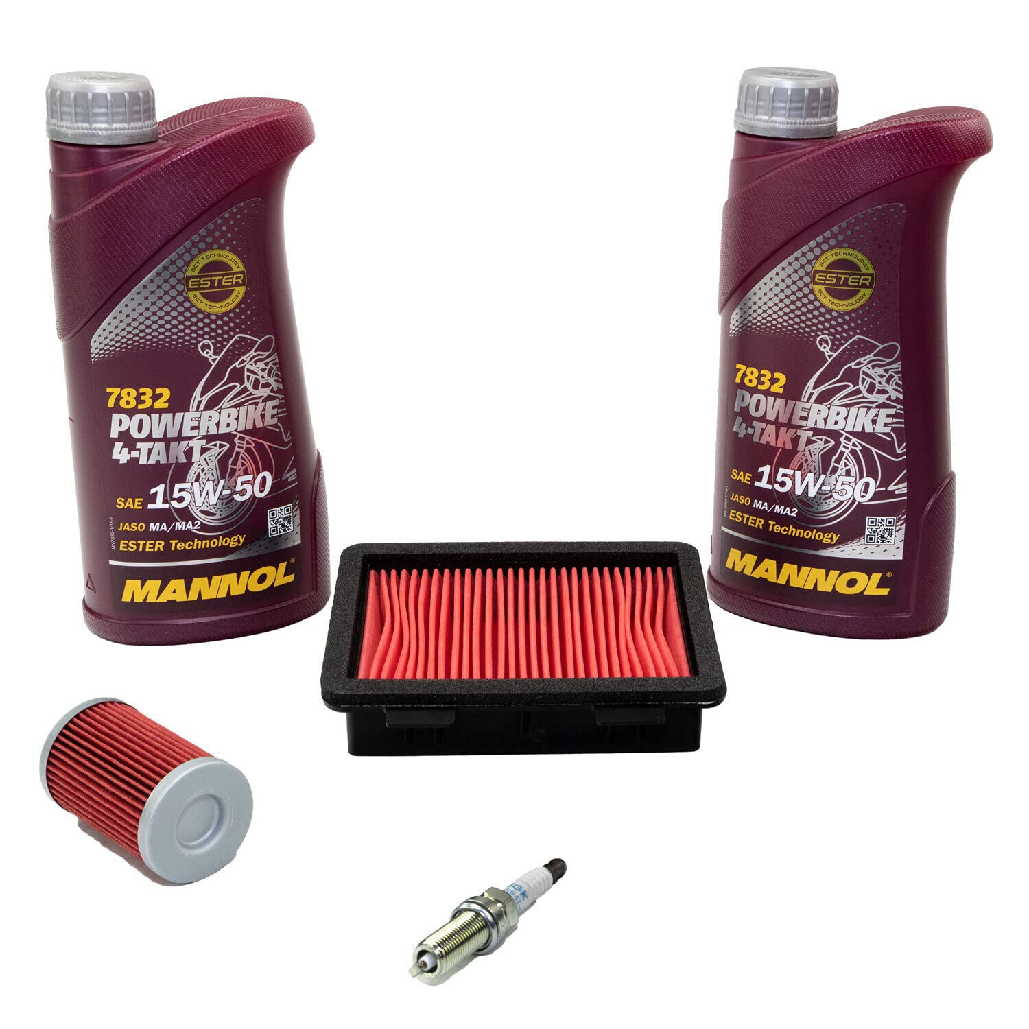 Wartungspaket Öl 2L + Luftfilter + Ölfilter + Zündkerze für KT M Adventure 390 Duke 125 390 Baujahr 2017-2020