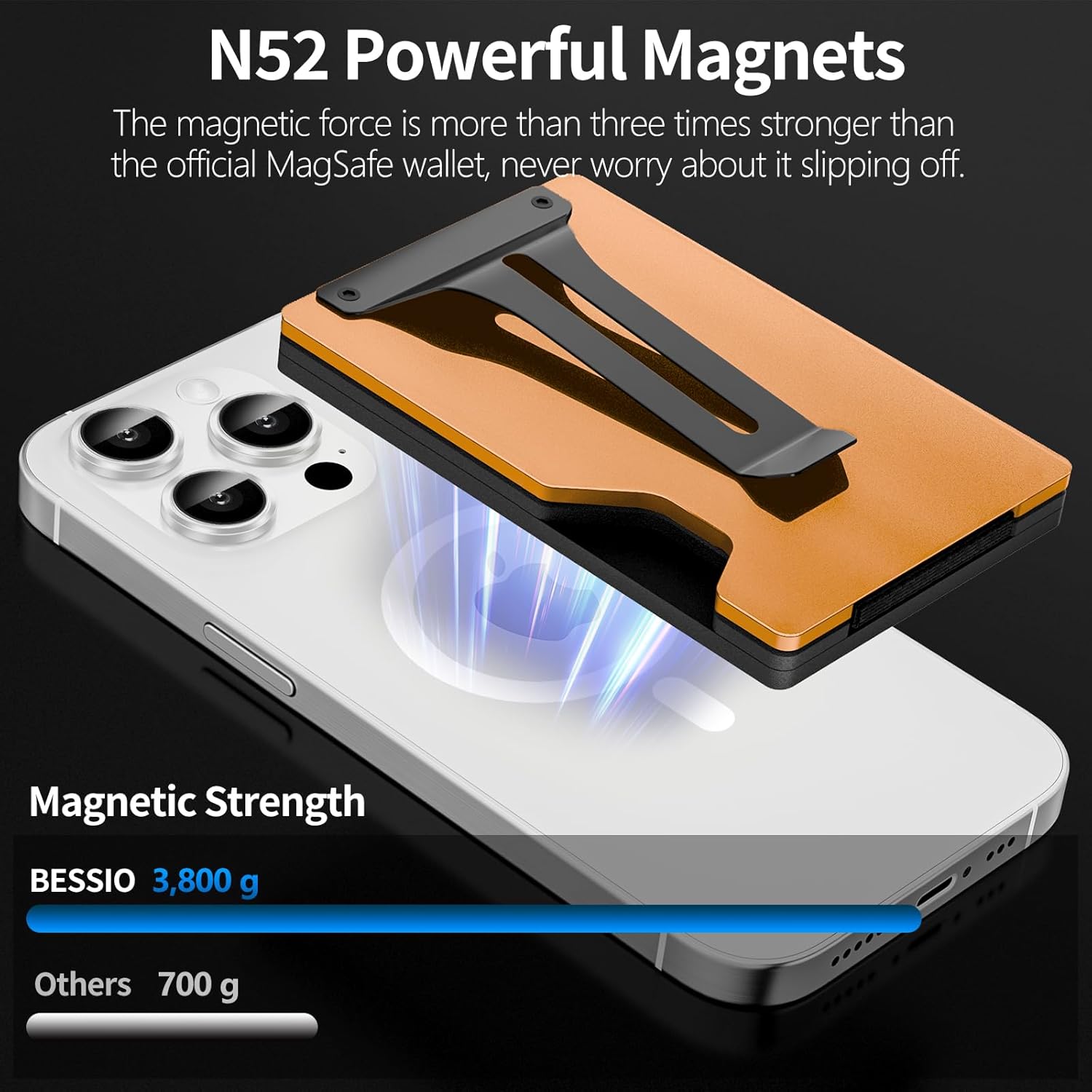 Magnetic Phone Wallet with Apple MagSafe - Metal Card Holder with AirTag Holder, RFID Blocking & Money Clip Mag Safe Wallet for iPhone 16 15 14 13 12 Pro Max/Pro/Plus/Mini - Image 3