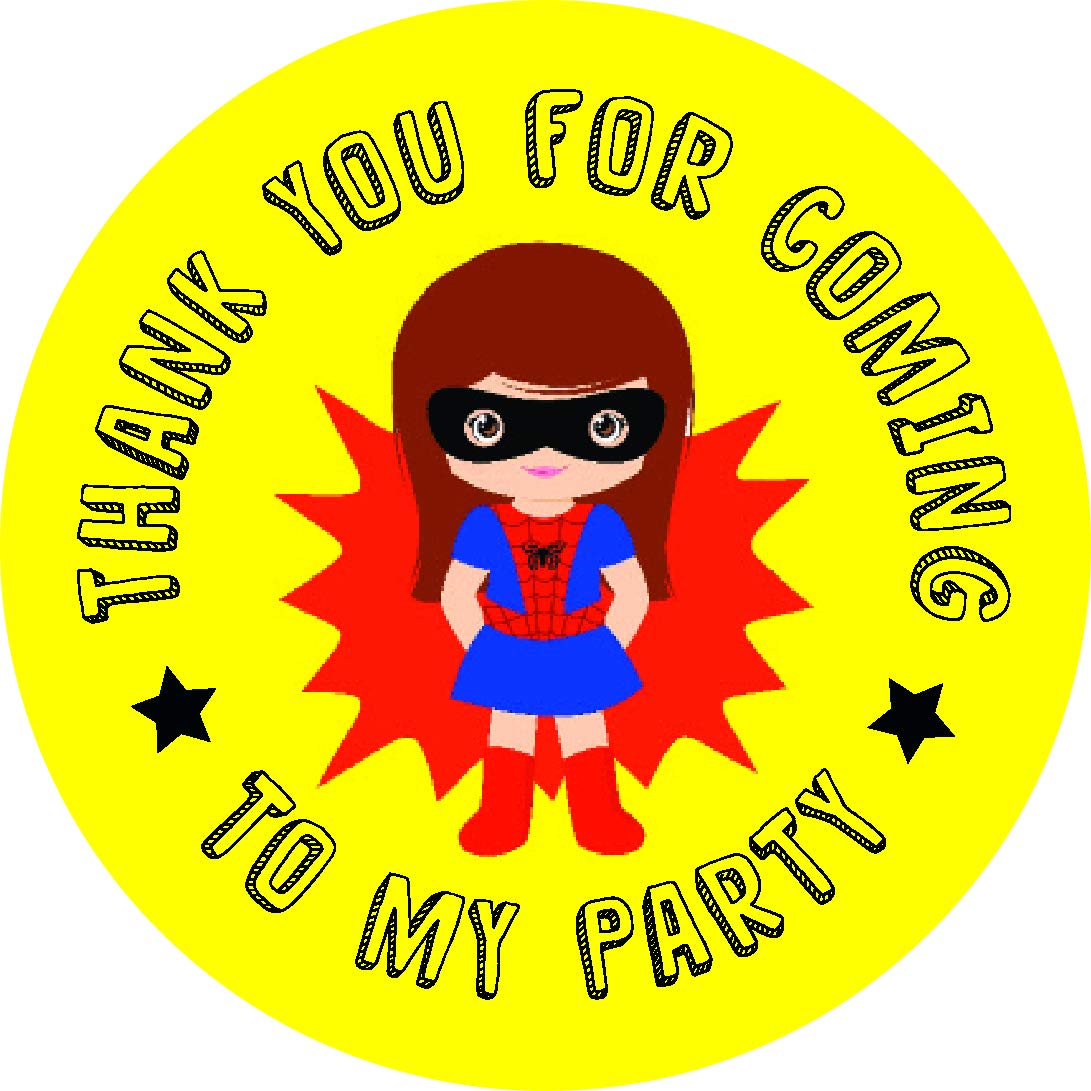 x35 SUPERHERO Thank you for Coming to my party stickers labels birthdays parties (x35 Spidergirl Stickers)