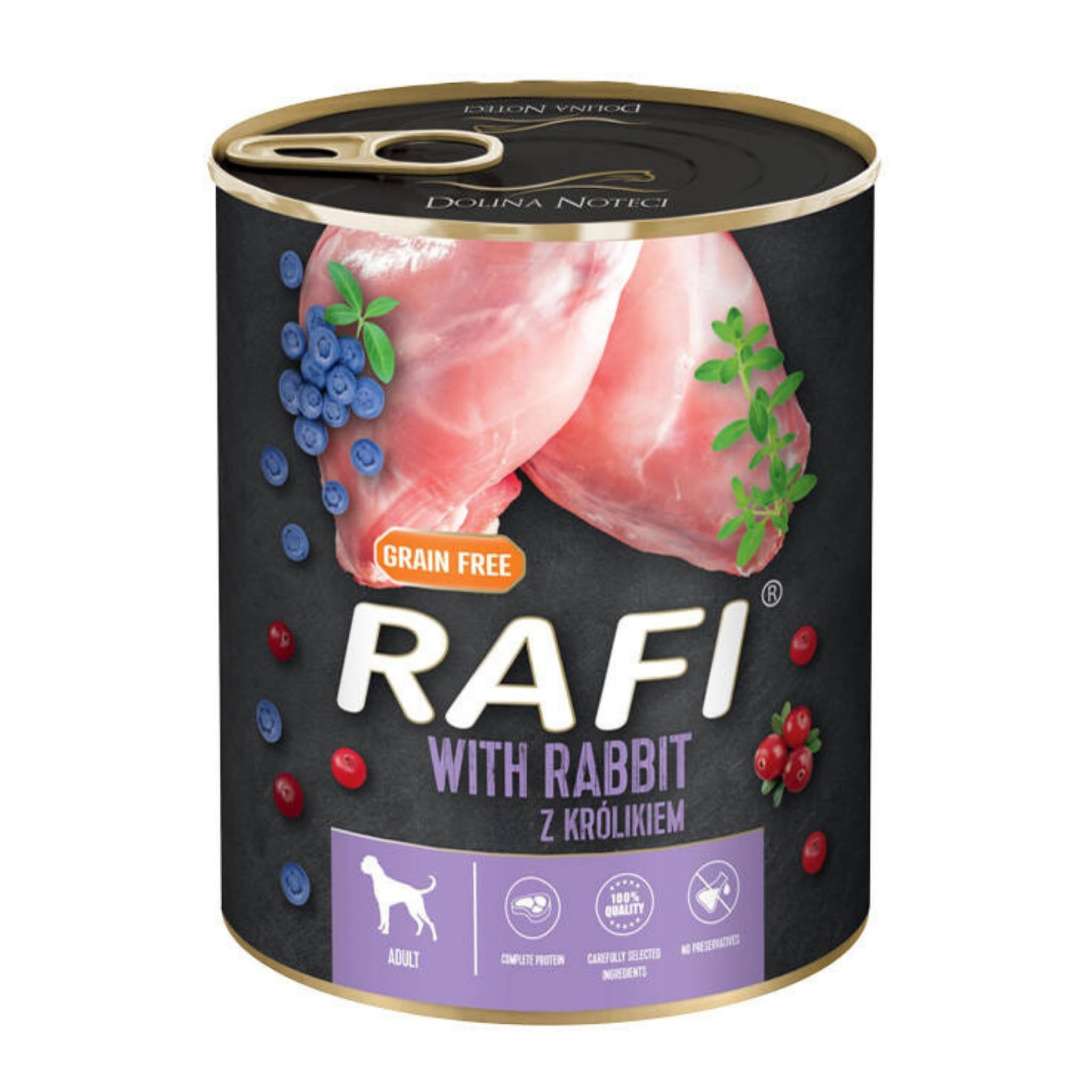 Rafi Complete Wet Dog Food with Rabbit for Adult Dogs 800g Can