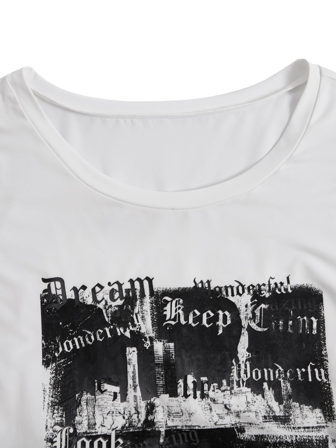 RoseSeek Women's Off The Shoulder Tops Gothic Graphic Tee Y2k Grunge Vintage Oversized T Shirts Trendy Outfits: X-Large Pure White