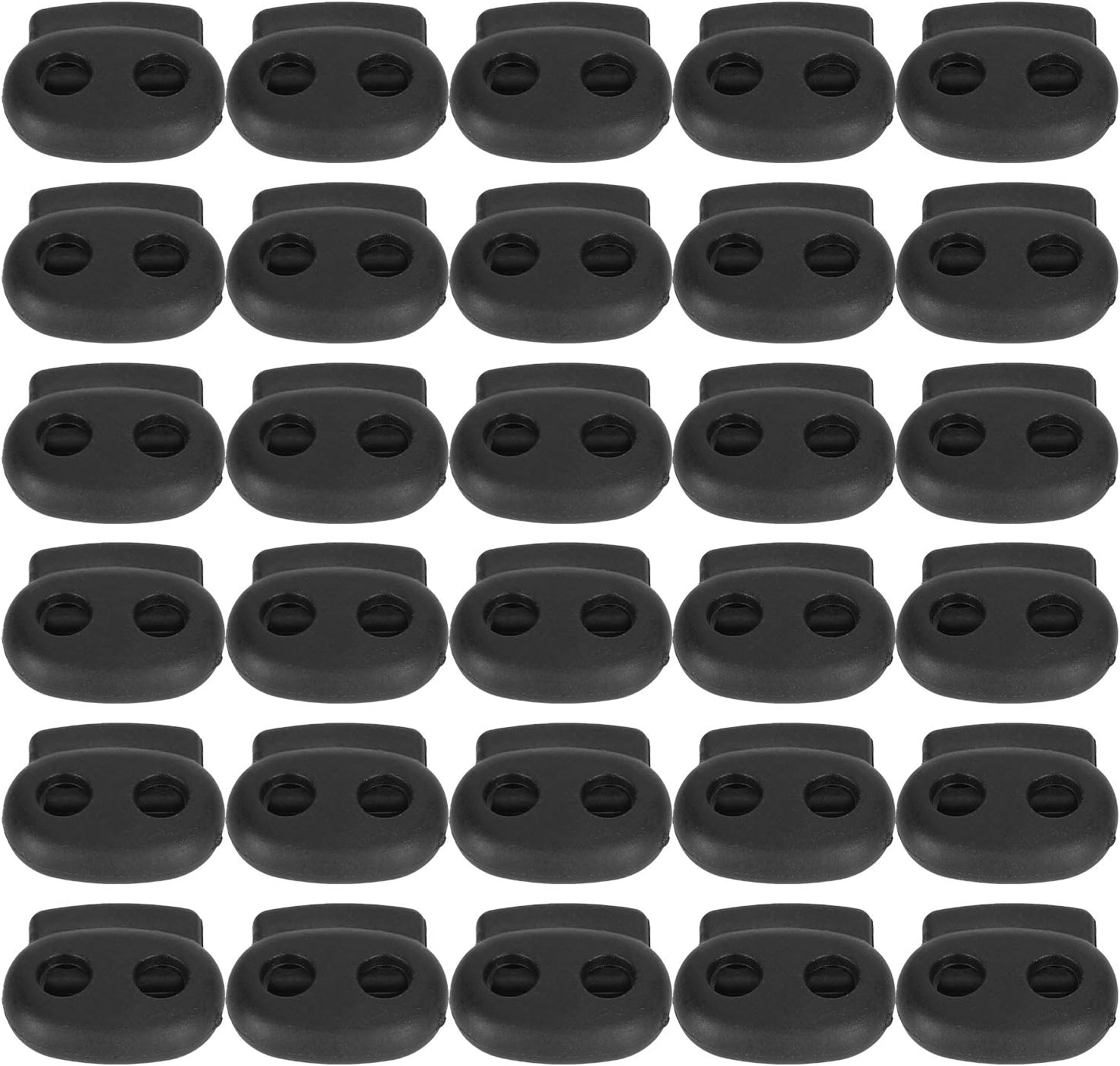 Pilipane Double Hole Spring Cord Locks Heavy Duty Nylon Fastener Pig Nose Shape Buckle Stopper for Backpacks Tents Luggage Clothing Accessories 300Pcs 23x21mm