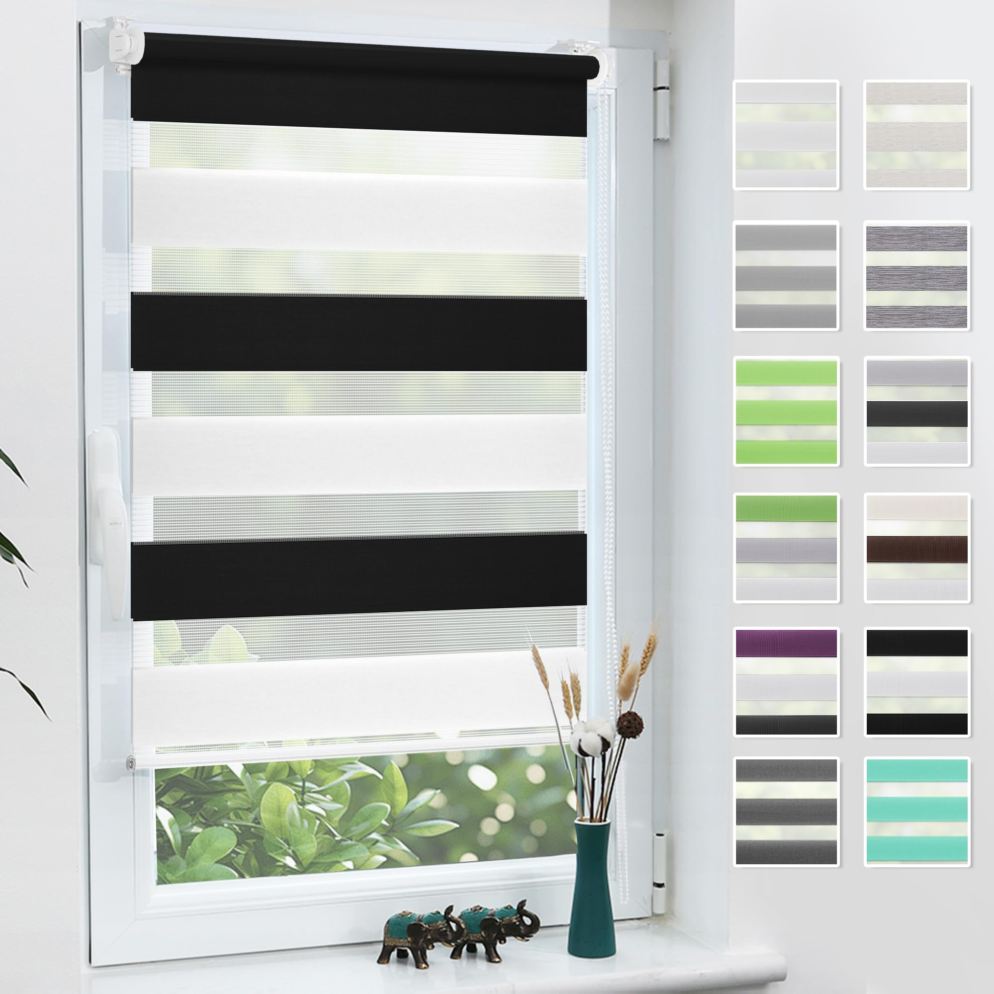 Doppelrollo Klemmfix ohne Bohren, Rollos für Fenster ohne Bohren
