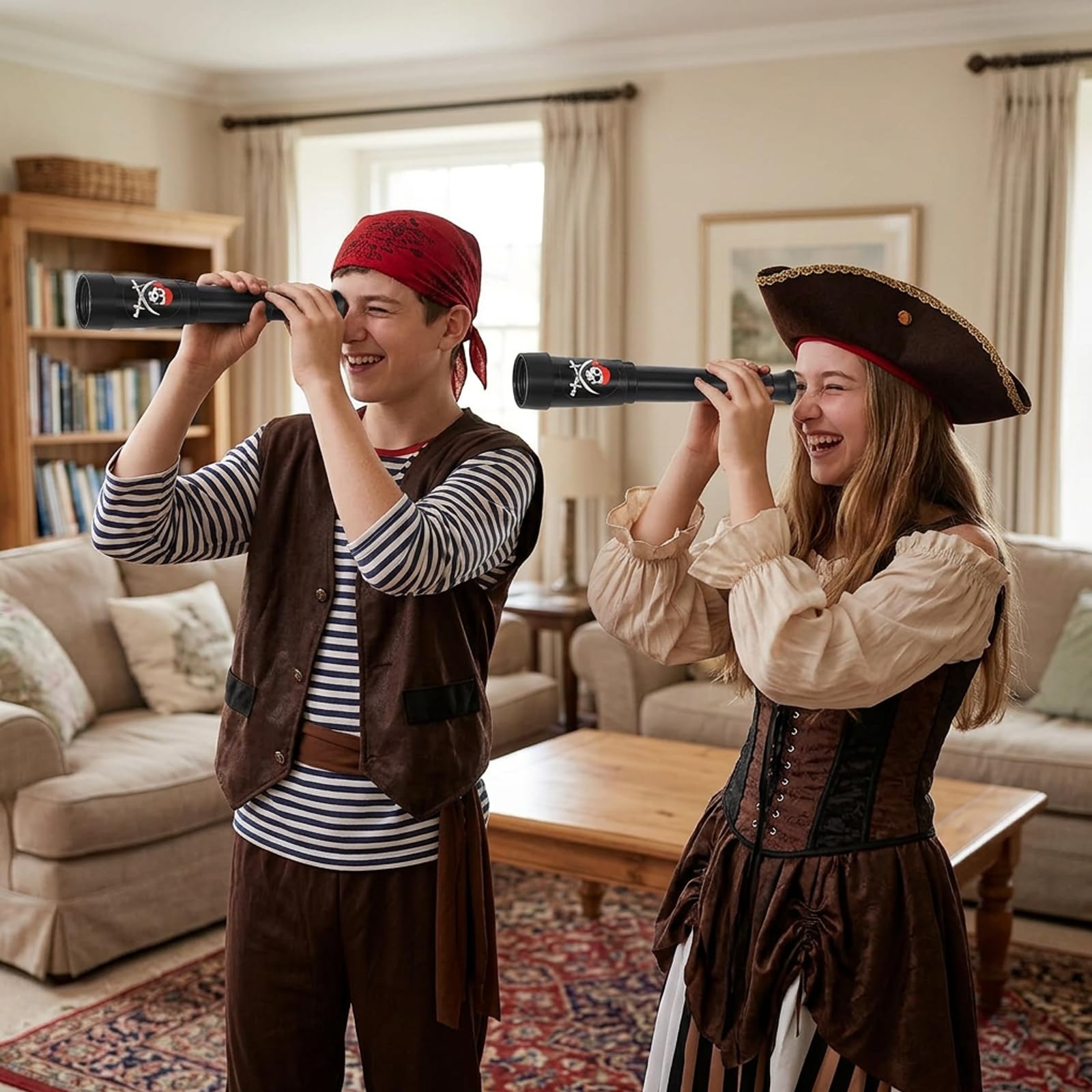 12 Stück Piraten Fernrohr für Kinder, Ausziehbares Teleskop, Piraten Mitgebsel Kindergeburtstag, Lustiges Spielzeug für Piratenparty und Rollenspiele
