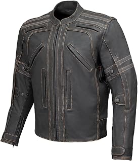 Milwaukee Leather Men's Black Armored Motorcycle Racer Style - CE Armored, Vented Riding Leather Jacket