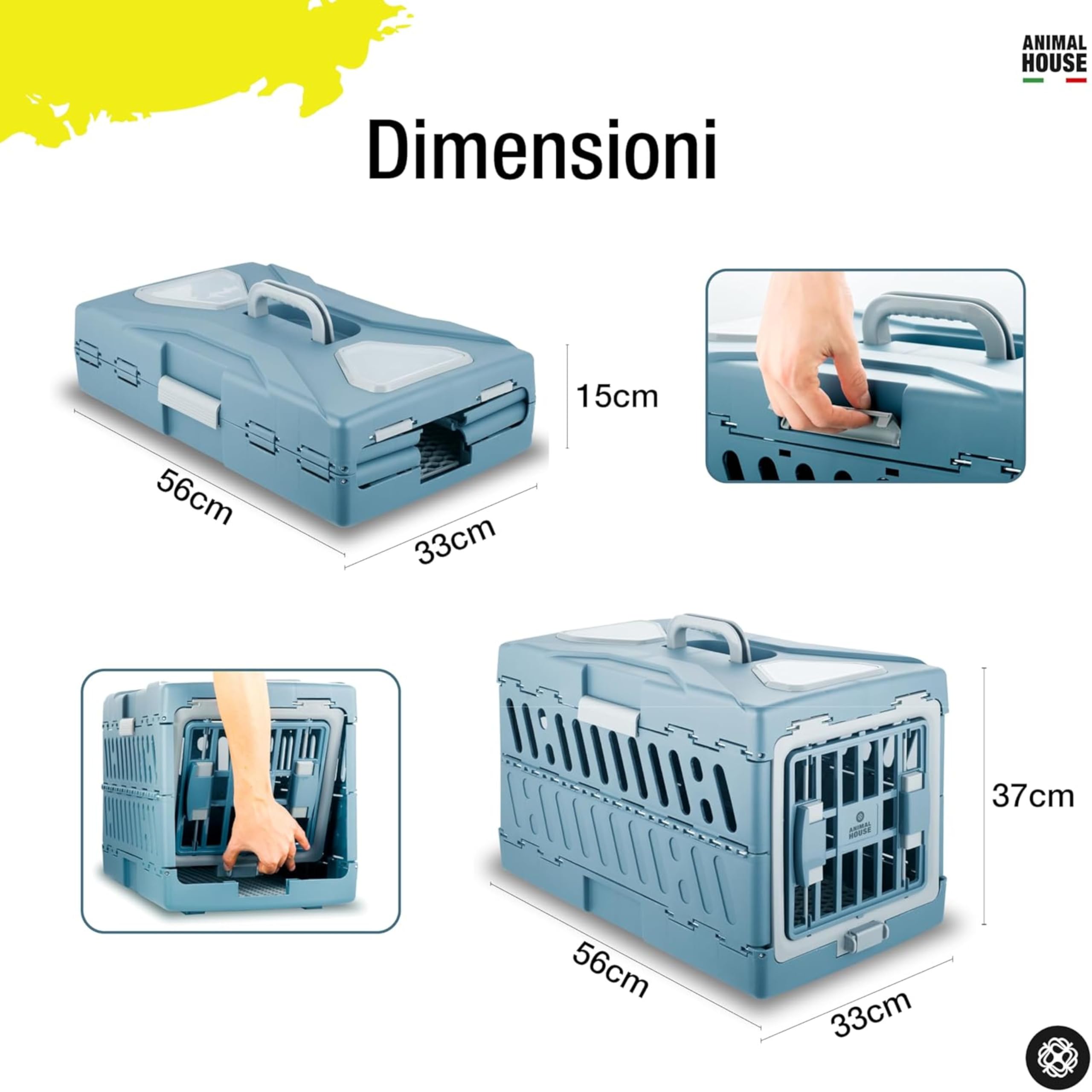 Animal House Trasportino Portatile per Animali Domestici, Ottimo per Viaggi, Facile da Ripiegare, Supporta Fino a 11 kg 55.9 x 33.0 x 37.1 cm