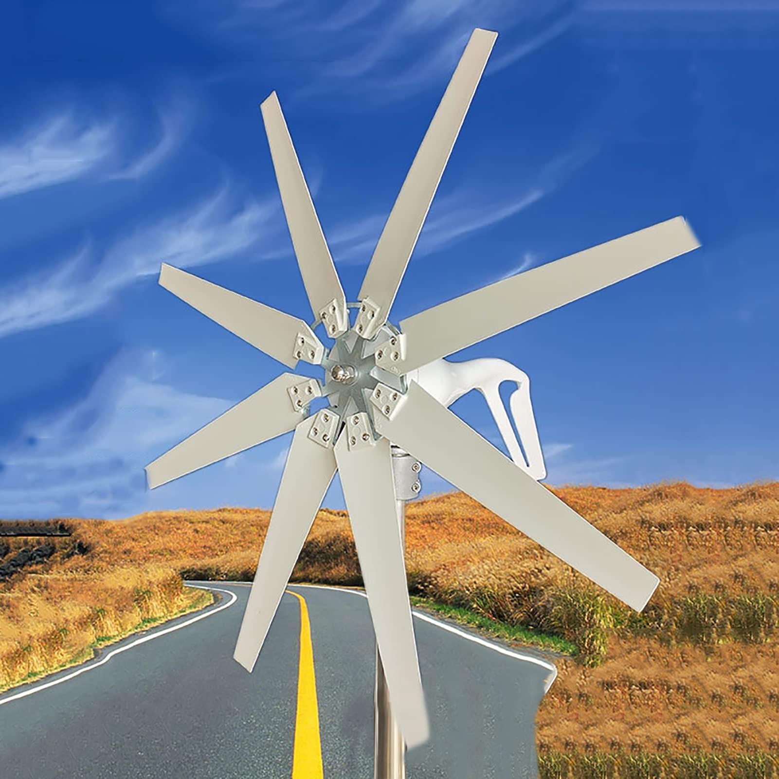 Wind Turbine Generator Kit,White 1000W 2000W 3000W 4000W 12V 24v Wind Turbines 8 Blades With Charge Controller For Home-8 blades 2000W 12v