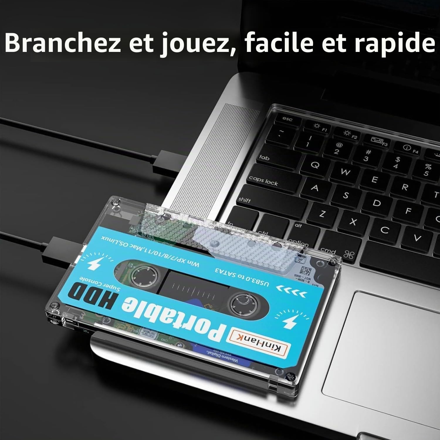 Kinhank SVP Game Disque Dur Externe Portable 500 Go HDD Intégré avec +111 000 Jeux, Batterie 33 avec Plus de 80 Emulateurs Classiques et AAA, Supporte Windows et MacOS