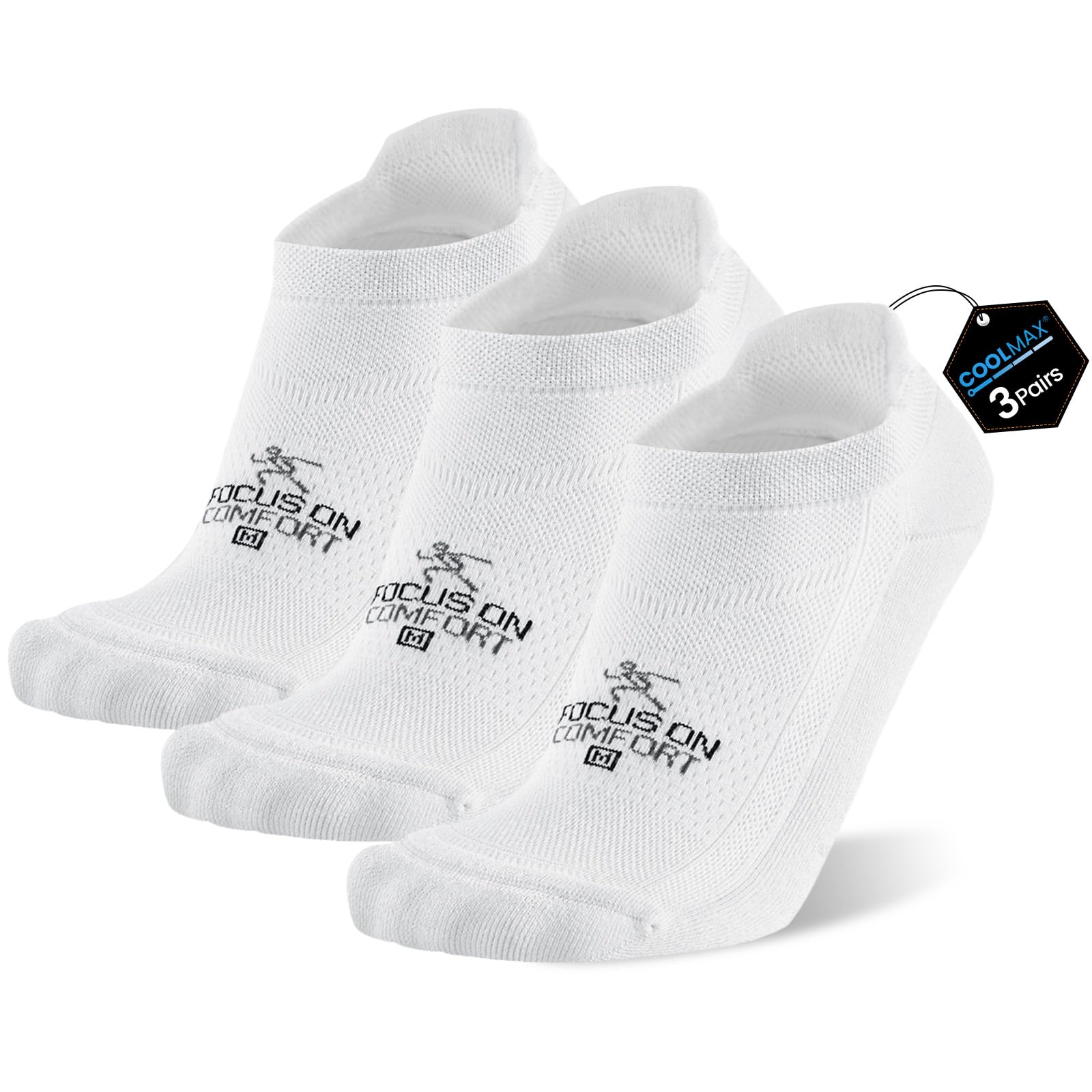 EconioSocken Coolmax Laufsocken Kurz 3/6 Paar, Atmungsaktive Sneaker Socken Damen Herren, Anti-Blasen & Gepolstert, Schweißableitend,Sportsocken für Running, Wandern & Alltag