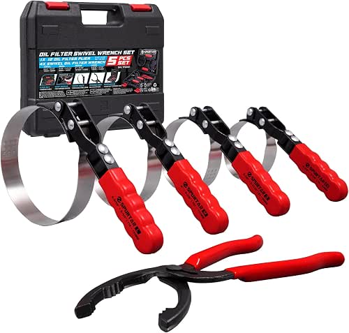 Spurtar 5pcs Swivel Oil Filter Wrench Set 12" Oil Filter