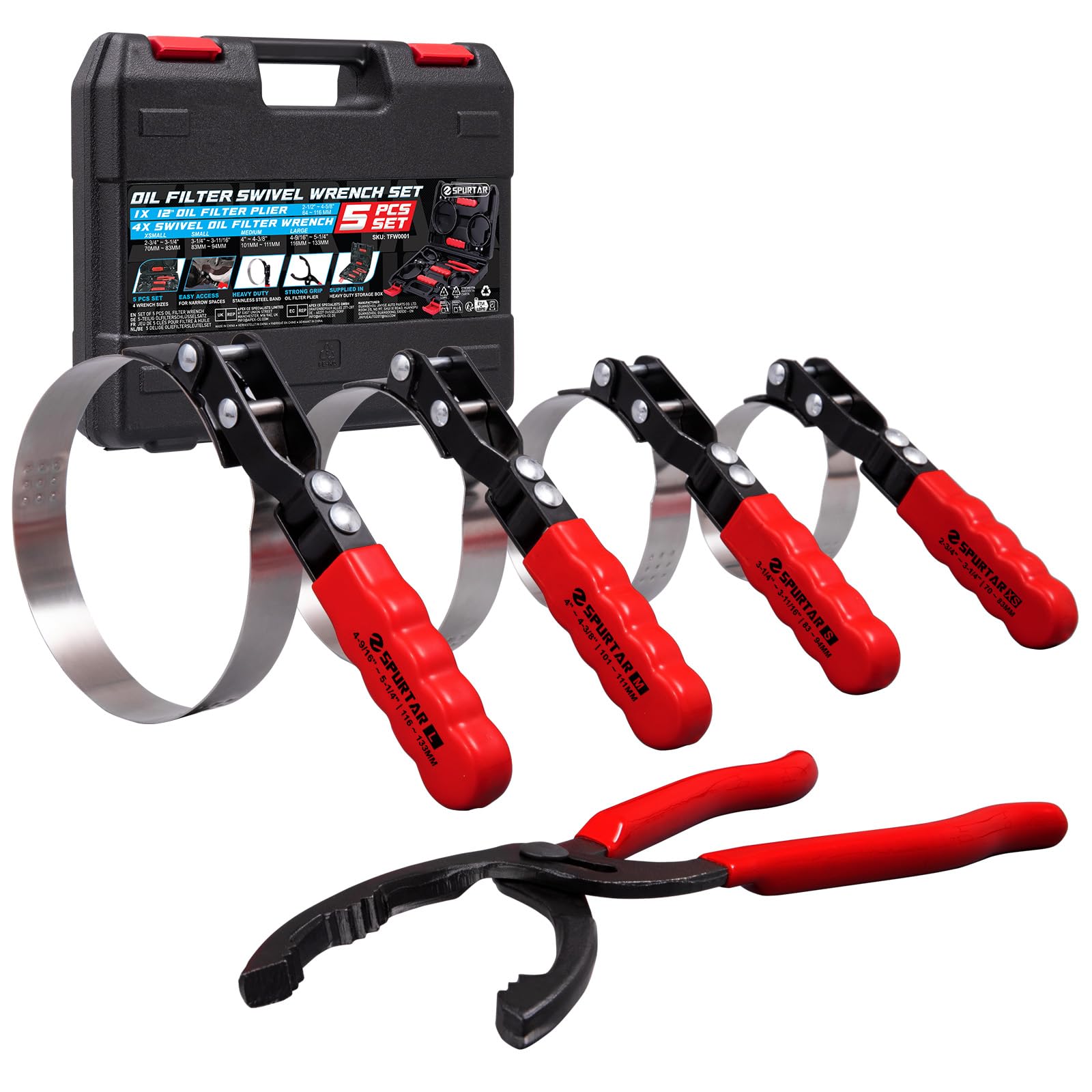 Spurtar Swivel Oil Filter Wrench Set