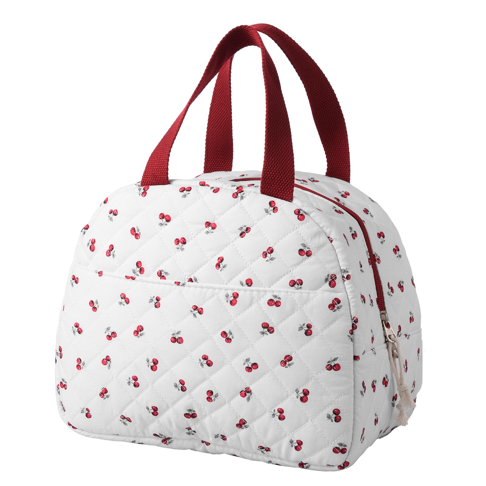 Lunch Bag for Women Thermal Insulated Cooler Lunch Bags Adults Kids Packed Lunch Box Tote Bag Leakproof Reusable Meal Prep Container for Work School Picnic Travel Beach(Cherry Print)