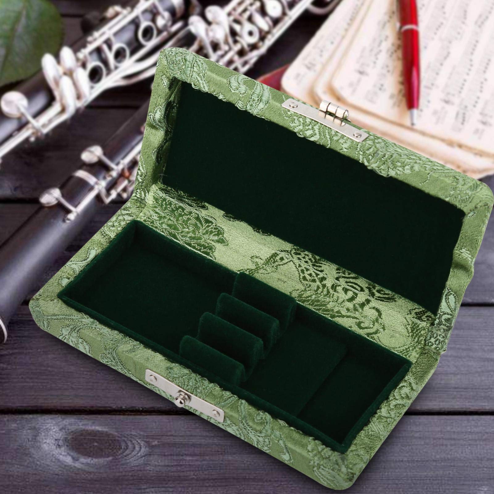 Custodia per Ance Oboe, Elegante Custodia Protettiva in Legno e Seta con Fori Traspiranti per 3 Ance Oboe, 90 x 45 x 20 mm, Scatola Organizzatrice con Velluto for Musicisti e Principianti