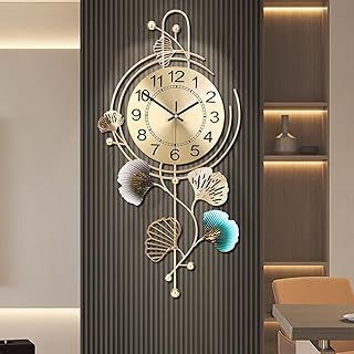 25 Home Decor Ideas With Metal Wall Clocks For Modern Charm 19 FILLOVE Elegant Metal Wall Clock with Silent Round dial and Gold and Blu...