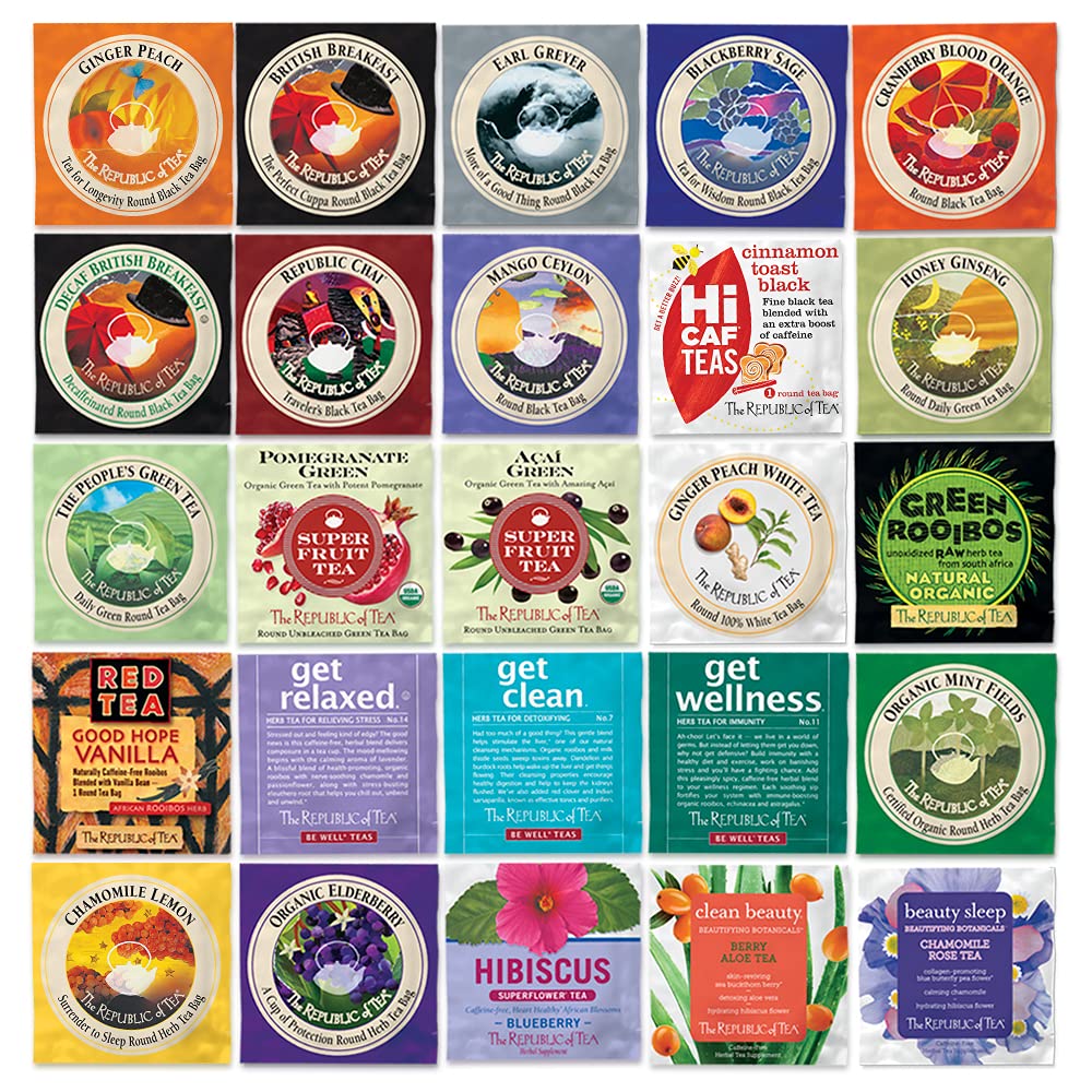 Amazon.com : The Republic of Tea Premium Assortment of Teas & Herbs, 50 Tea  Bags : Grocery & Gourmet Food