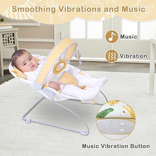 Miniatura 5 de Gorila para bebé, asiento inflable para bebés con música y vibraciones, balancín para recién nacidos en interiores y exteriores, 0-6 meses, hasta 20