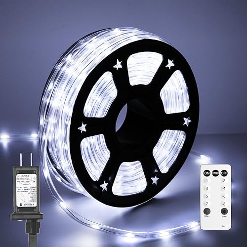 Miniatura 10 de 100 pies 720 luces LED de cuerda al aire libre impermeables con control remoto, 8 modos y 4 niveles de brillo, luces de cuerda para exteriores,