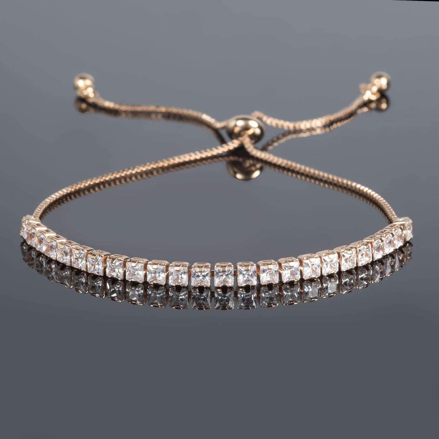 ZAVANA Adjustable Bracelets for Women, Dainty Slider Tennis Bracelets for Women with Clear or Coloured Cubic Zirconia Stones, Cute Bolo Bracelet for Women image 2
