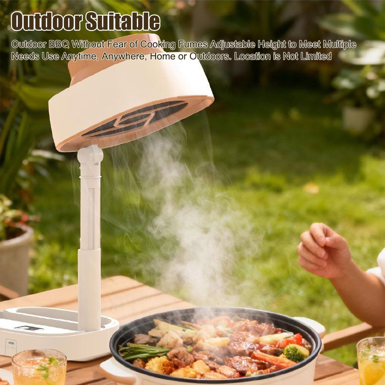 Extractor De Cocina - Extractor De Ventilación Plegable Recargable, Filtro De Grasa De 5 Velocidades, Campana Extractora De Cocina Portátil, Extractores De Escritorio De Ángulo Ajustable | Campanas Ex