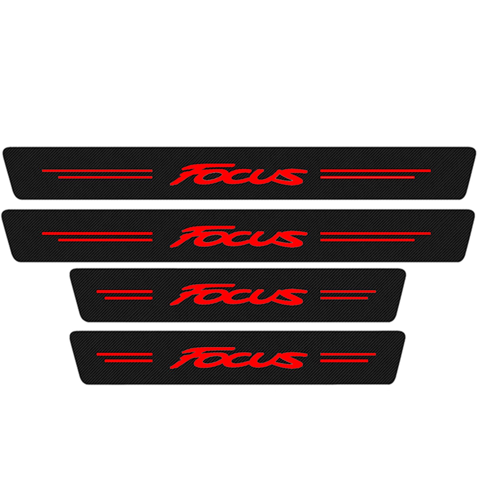 KAFMZEP Car Door Sill Protector for Ford Focus MK1 MK2 MK3 MK4 MK5 4PCS Car Door Sill Scuff Plate Carbon Fiber Stickers Accessories,Red
