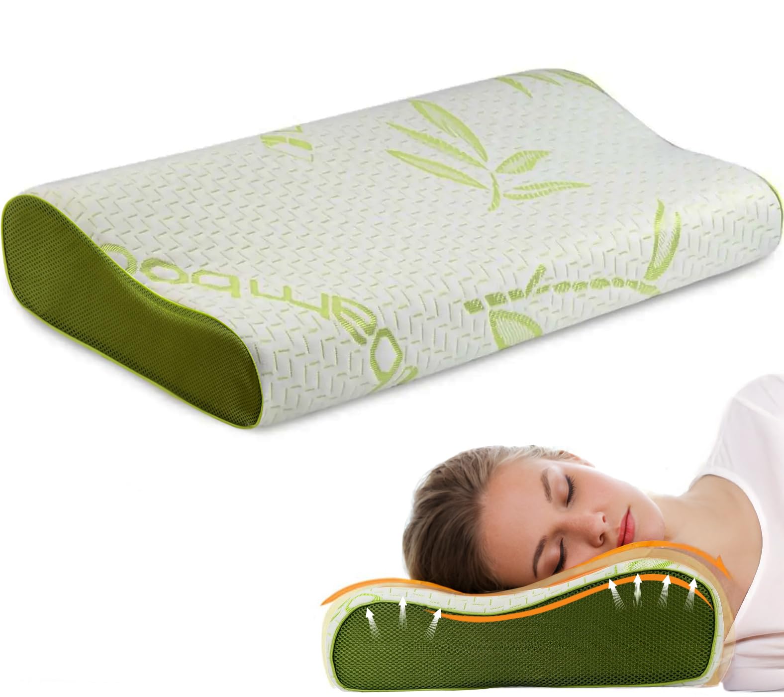 istyle mode Bamboo Contour Memory Pillow Orthopedic Cervical Support For Neck & Shoulder 30X50Cm from B&Q