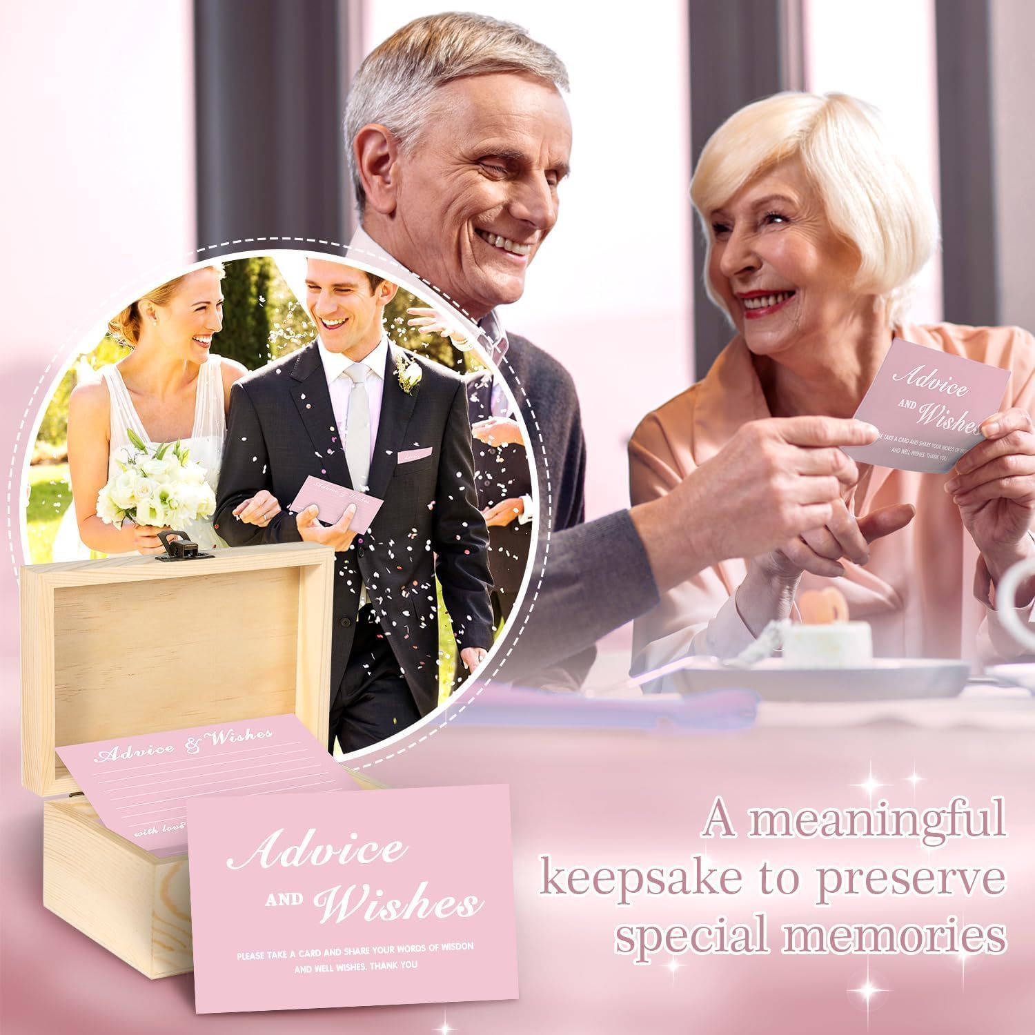 Advice And Wishes For The Mr And Mrs, 51 Pcs Wedding Advice Cards Box for Bridal Shower Decorations, Bridal Shower Games Advice And Wishes Cards Wedding Games For Reception