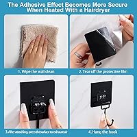 Vista 4 de 10 Pack Large Adhesive Hooks for Hanging 40lb(Max), All-Purpose Wall Hooks for Hanging Heavy Duty, Stainless Steel Towel and Coats Hook to use