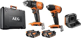 AEG PRO18V Akku-Kombo-Kit JP 18I2-202C (Schlagbohrschrauber BSB18G4 mit 60Nm max. Drehmoment, Schlagschrauber BSS18C2 mit 210Nm max. Drehmoment, inkl. Werkzeugkoffer, 2x 4,0Ah Akku und Ladegerät)