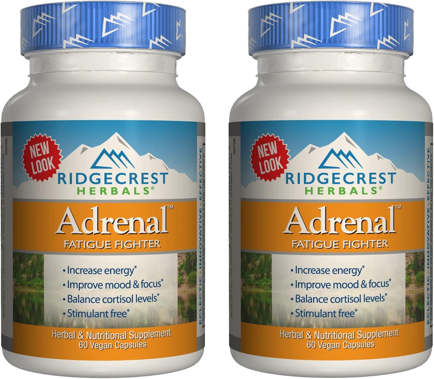 Ridgecrest Herbals Adrenal Fatigue Fighter, Adaptogen Stress Support, 60 Vegan Capsules (2 Pack)