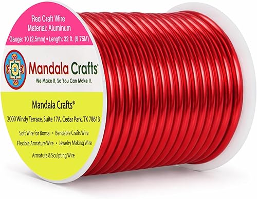 Vista 255 de Mandala Crafts - Alambre de aluminio anodizado de calibre 10 para manualidades de joyería - 32 pies de alambre flexible de cobre coloreado - Doble
