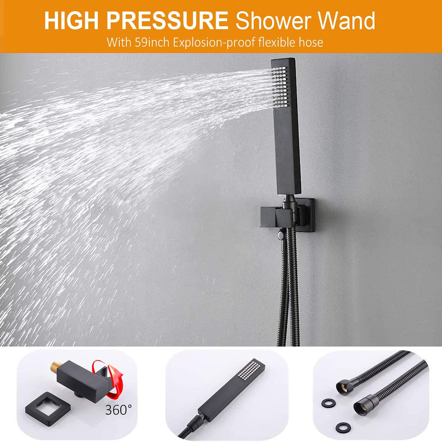 Super Deal Product HOMEDEC Thermostatic LED Shower head with Body Sprays Bathroom Shower System with Hand Shower, Square Fixed Shower Head Color Changing with Water Temperature (20inch, Matte Black) Super Deal Product HOMEDEC Thermostatic LED Shower head with Body Sprays Bathroom Shower System with Hand Shower, Square Fixed Shower Head Color Changing with Water Temperature (20inch, Matte Black)