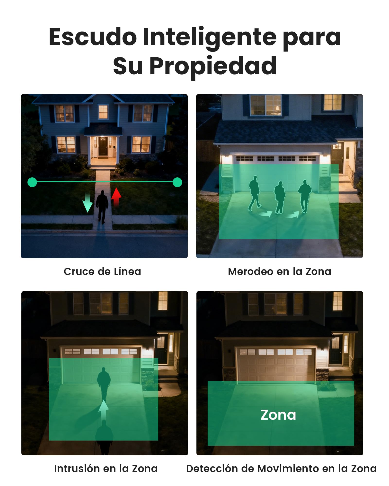 ZOSI Kit Cámaras de Vigilancia PoE 4K 8CH 2TB 8MP Exterior Vista 360° Detección Personas Vehículos Audio Bidireccional Seguimiento Automático