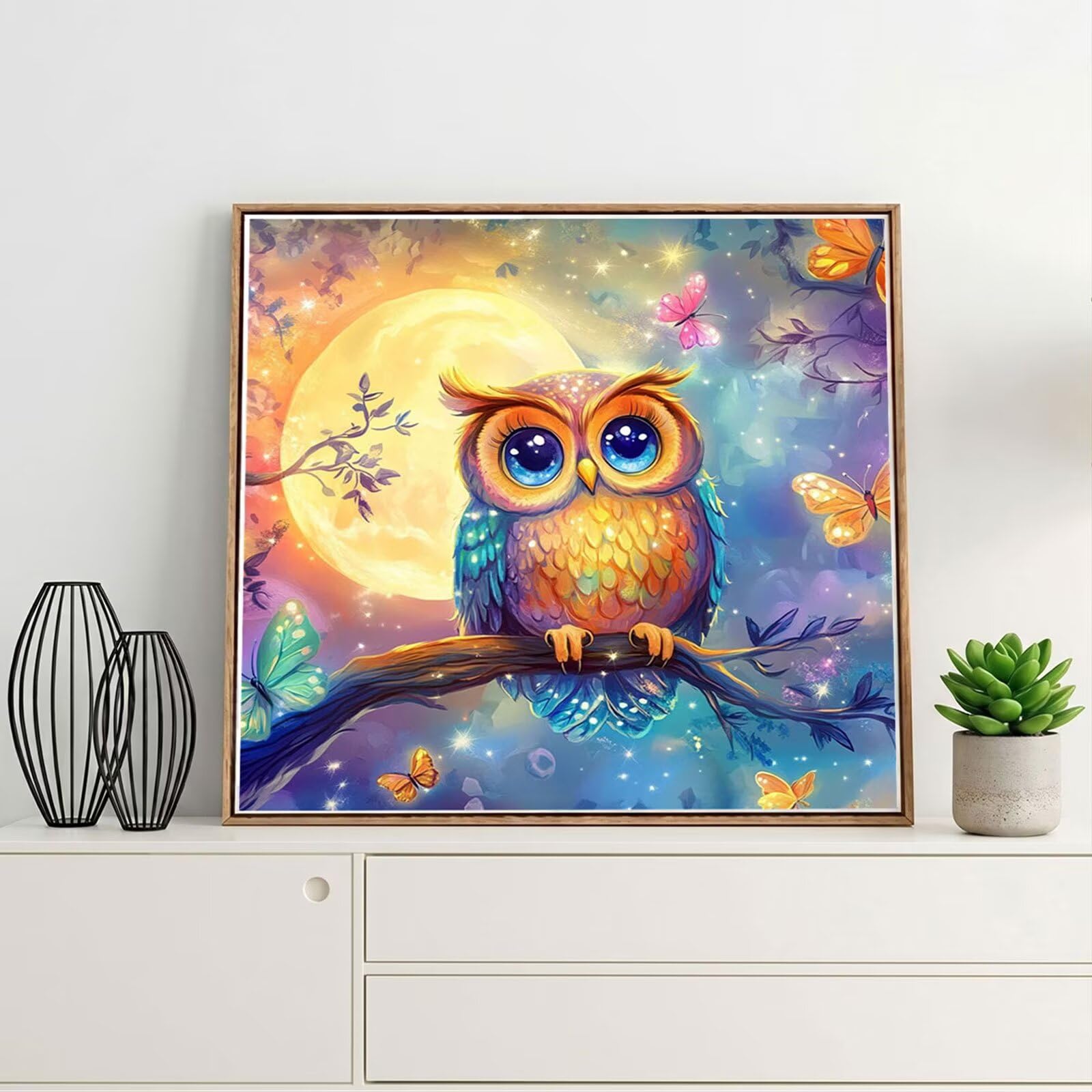Broderie Diamant Kit Complet 5D, Animal Diamond Painting Adulte Plein Foret, Peinture Diamant pour Adulte Enfant Débutant, Loisirs Créatifs de Détente et Décoration Maison, Lune 90x90cm FX#198