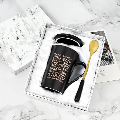 Miniatura 7 de YHRJWN Taza inspiradora con texto en inglés "Always Remember You Are Braver Than You Believe, You Are Loved", regalos para mujeres con cáncer,