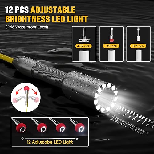 Vista 14 de Anysun Cámara de alcantarillado, cámara de serpiente de 100 pies con contador de distancia, DVR, equipo de inspección de tuberías de alcantarillado