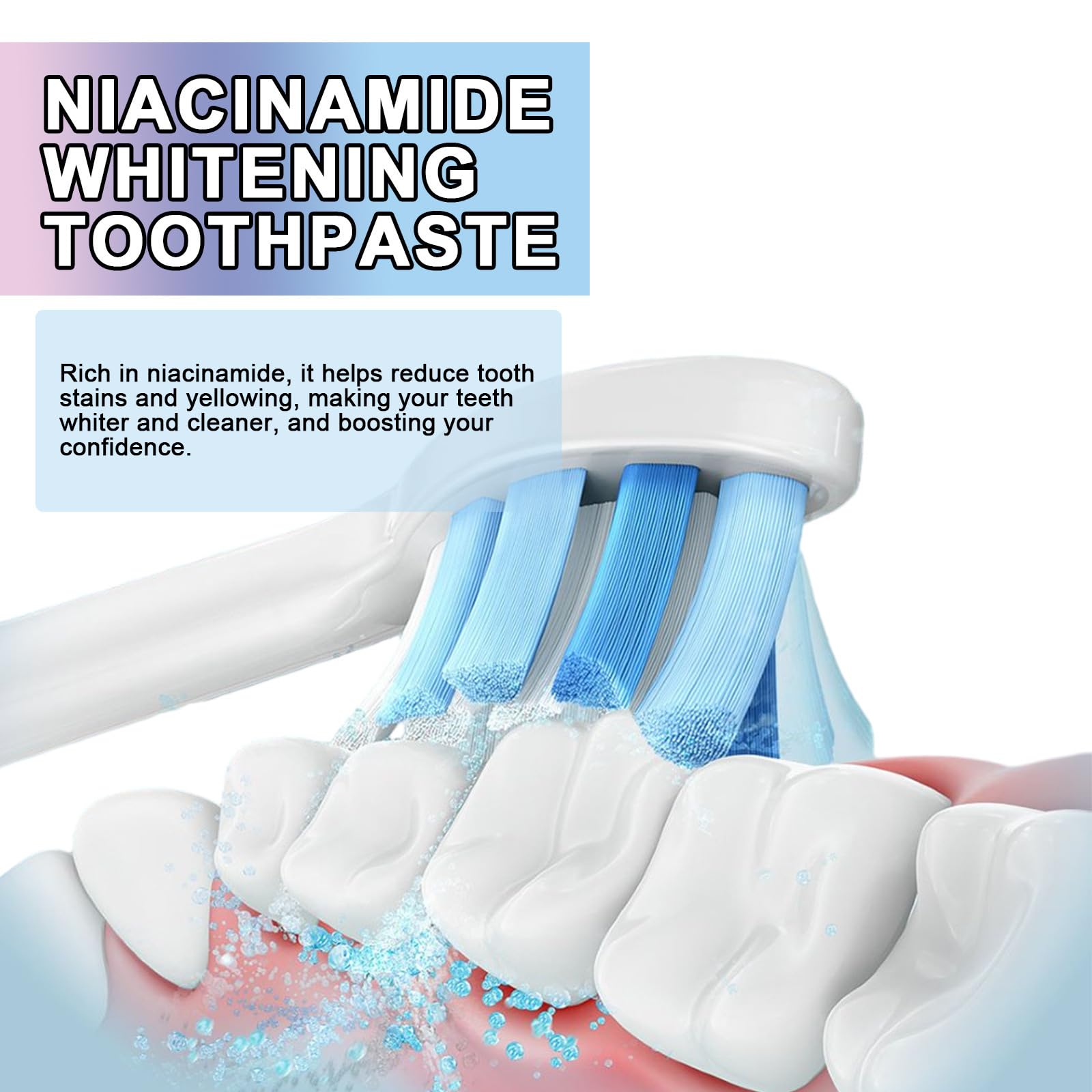 Dentifricio sbiancante alla niacinamide per adulti, gel sbiancante per la rimozione intensiva delle macchie, crema per lo scolorimento della superficie, formula per la sensazione della bocca (6PCS)