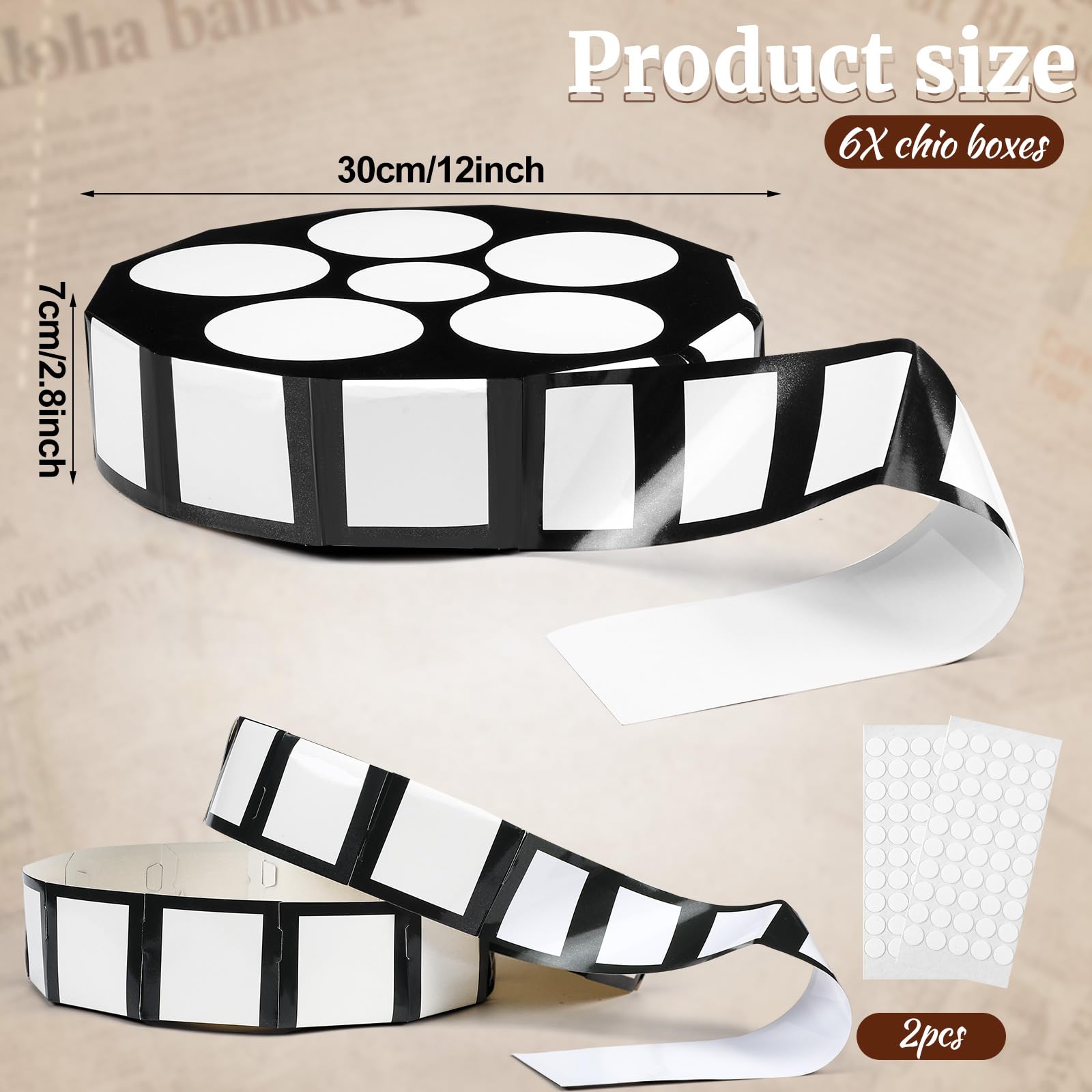Bucherry Film-Requisiten-Boxen mit Filmstreifen, 30,5 cm, 6 Stück, 30,5 cm
