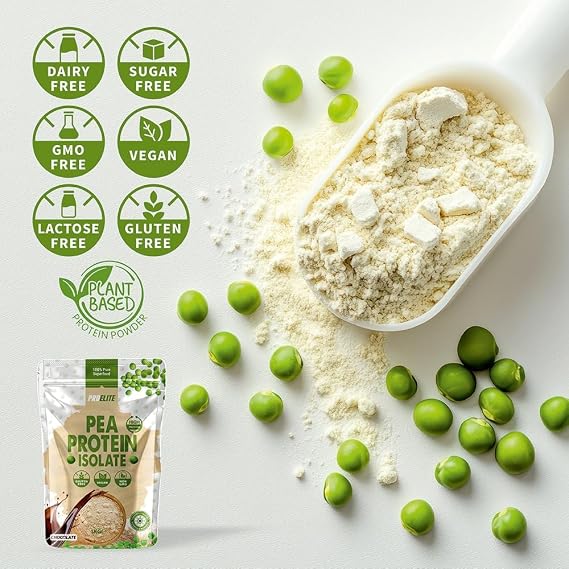 Pea Protein Isolate Powder 1kg Vegan 100% Plant Protein Gluten-Free, Vegetarian Protein Powder Shake for Superfood Super Greens Dairy Free Shakes by PROELITE (1KG, Vanilla)