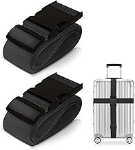 Robustt Luggage Belt Suitcase Strap - Pack of 2 (Black) | Heavy Duty Material | Adjustable Travel Belt for Suitcase | Fashionable Design | Protect Your Belongings