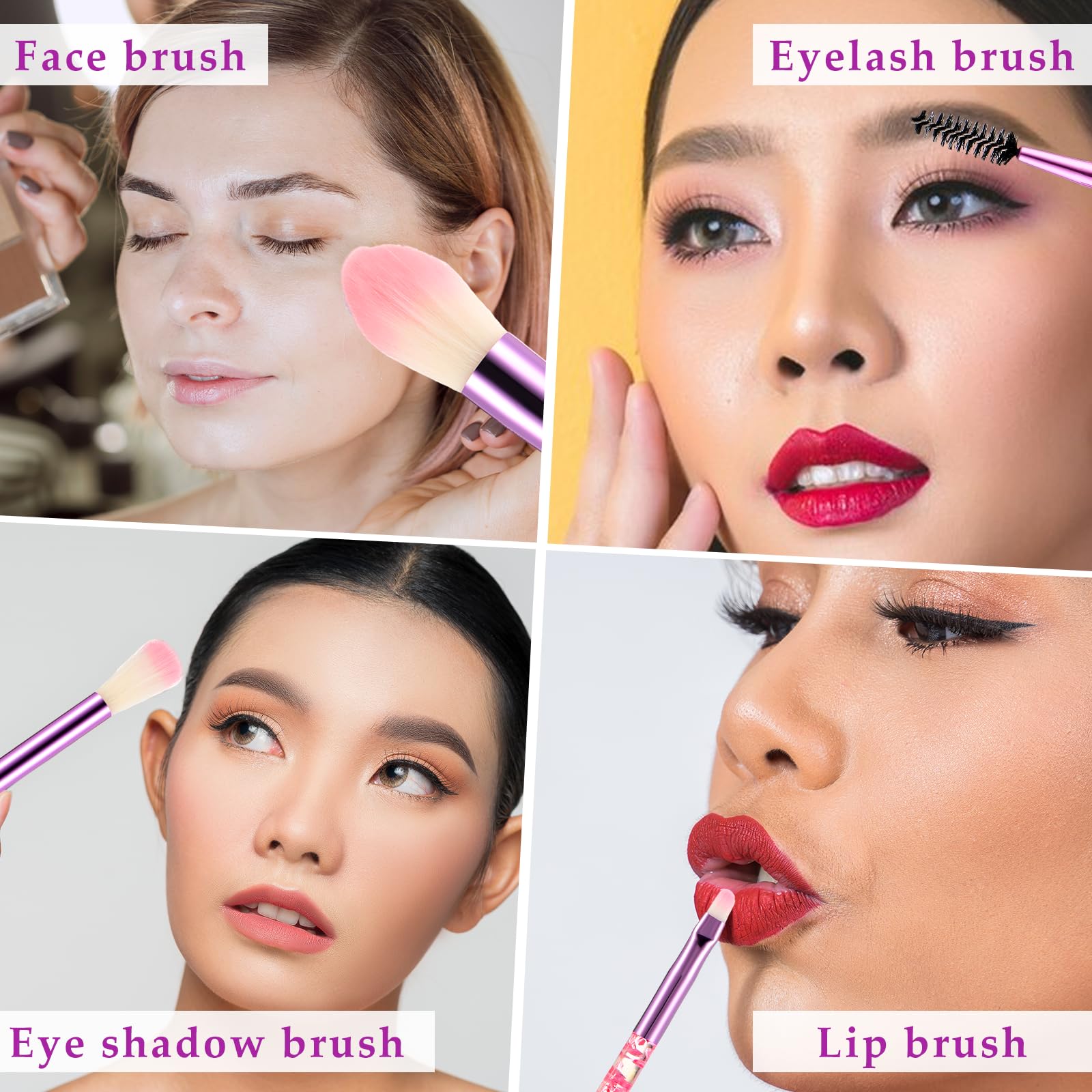 Molain Lot de 10 pinceaux de maquillage en cristal à paillettes pour fond de teint bling bling - Pinceau à poudre irréprochable - Pinceaux anti-cernes pour eye-liner, blush, pinceau de maquillage