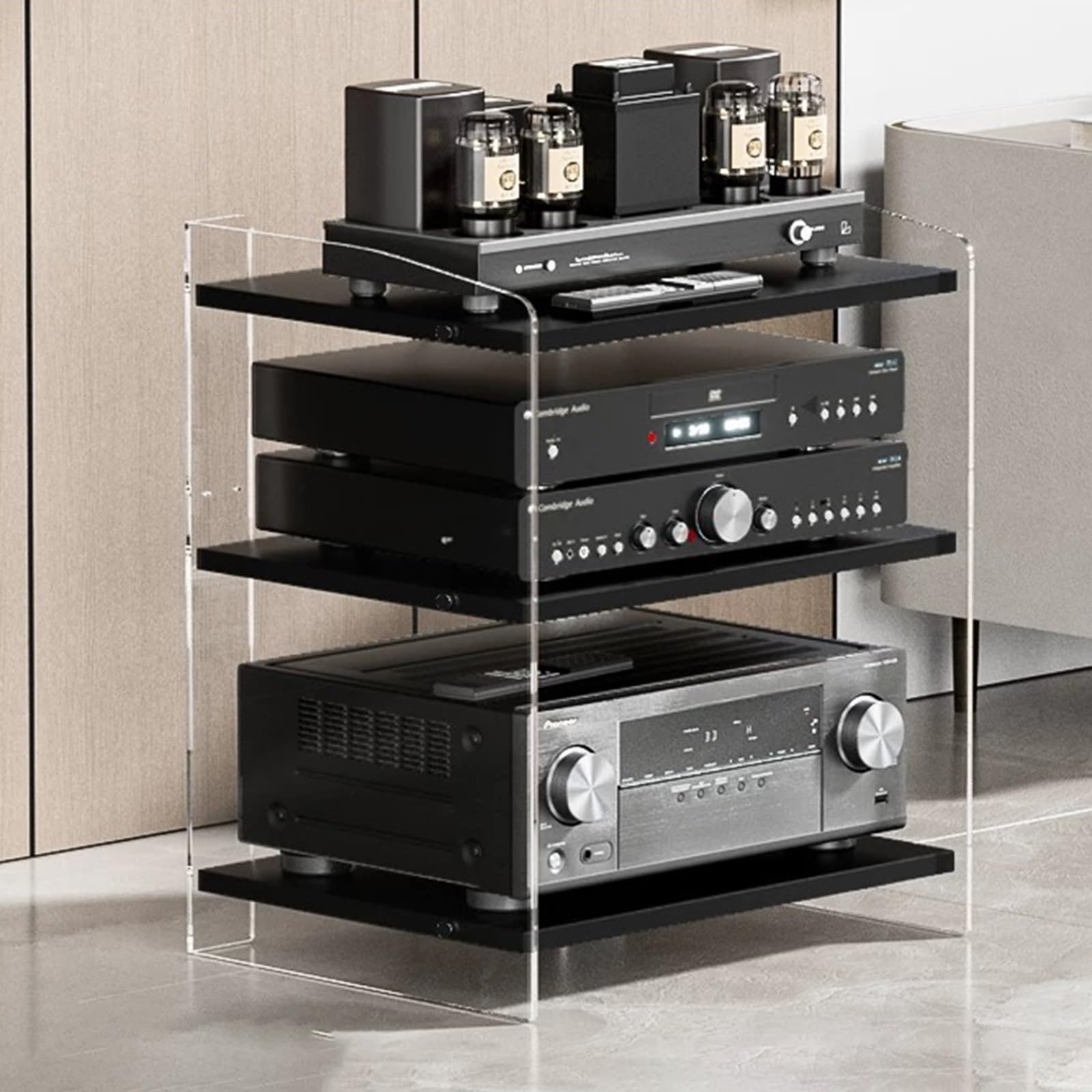 Generisch Moderner Medienschrank – Verstellbare Regale, Audio-Video-Ständer für Stereoanlage, CD-Player und DJ-Equipment – Stilvolles Entertainment-Center für Zuhause und das Büro