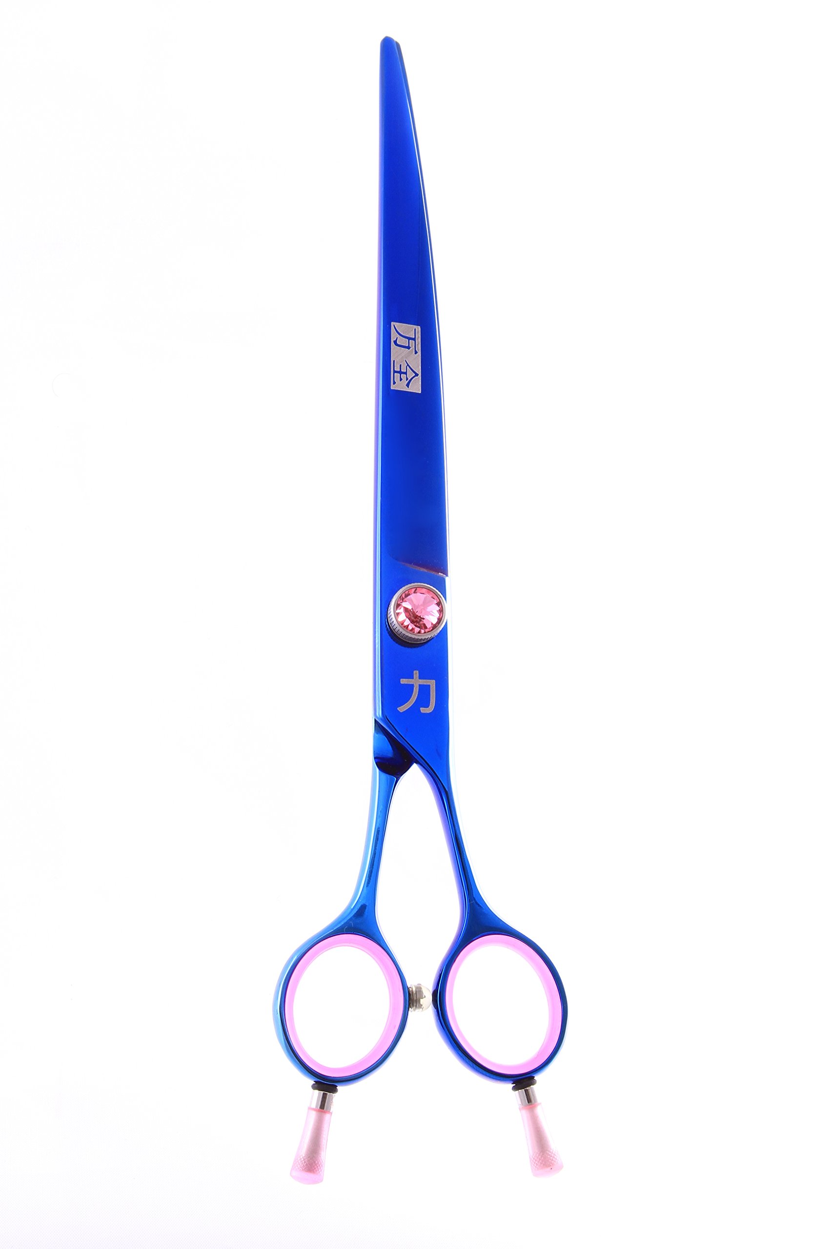 SHEARSDIRECT Japanese 440C Curved Blue Titanium Cutting